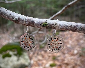 Blushing Bee Honeycomb Earrings