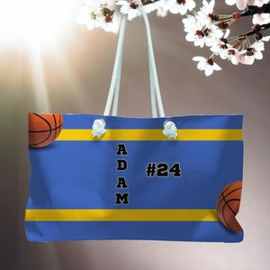 Personalisierte Sporttasche, Basketball Name und Nummer Weekender Reisetasche - Anpassbarer Duffel für Athleten, Team Player, Sport