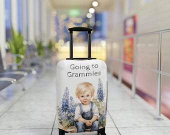 Luggage Cover Going to Grammies, great for travel, gift for her, him, toddler, child