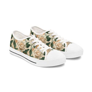 Copy of Ivory Rose Low Top Sneakers, Bridal Party Shoes, Birthday Gift Floral Sneakers, Women&#39;s tennis shoes, Fashion Footwear