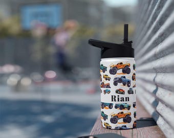 Monster trucks Personalized Stainless Steel Water Bottle, Standard Lid