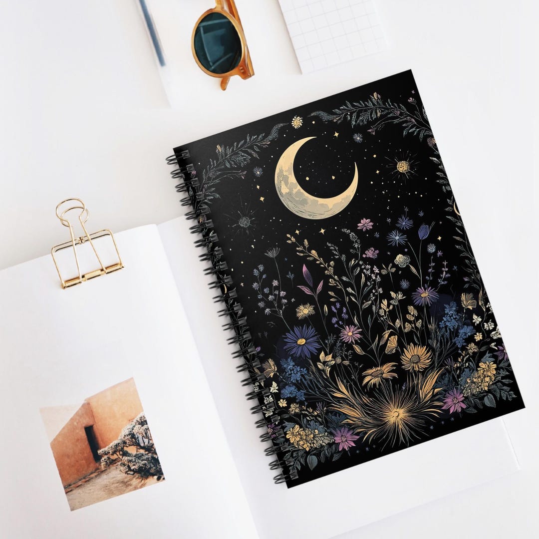 Moonlit Floral Spiral Notebook - Perfect for Dreamers, Writers ...
