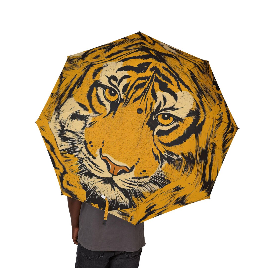 Tiger Print Umbrella, Animal Lover Gift, Colorful Folding