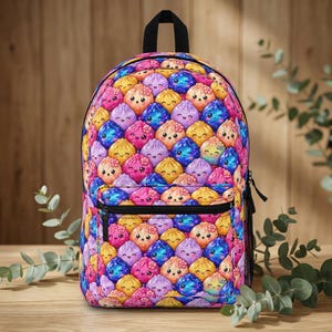 Kawaii-Rucksack mit Regenbogen-Dumpling-Gesichtern | Niedlicher Schulrucksack mit Muster – personalisierbar