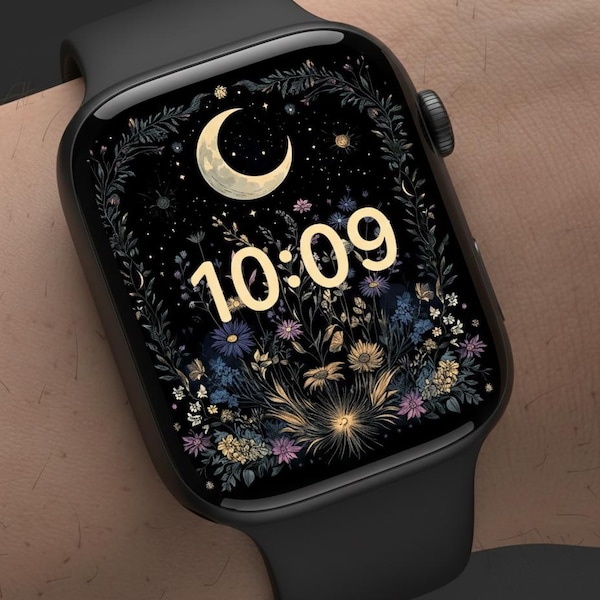 Tarcza zegarka Apple Watch – Niebiański półksiężyc i dzikie kwiaty