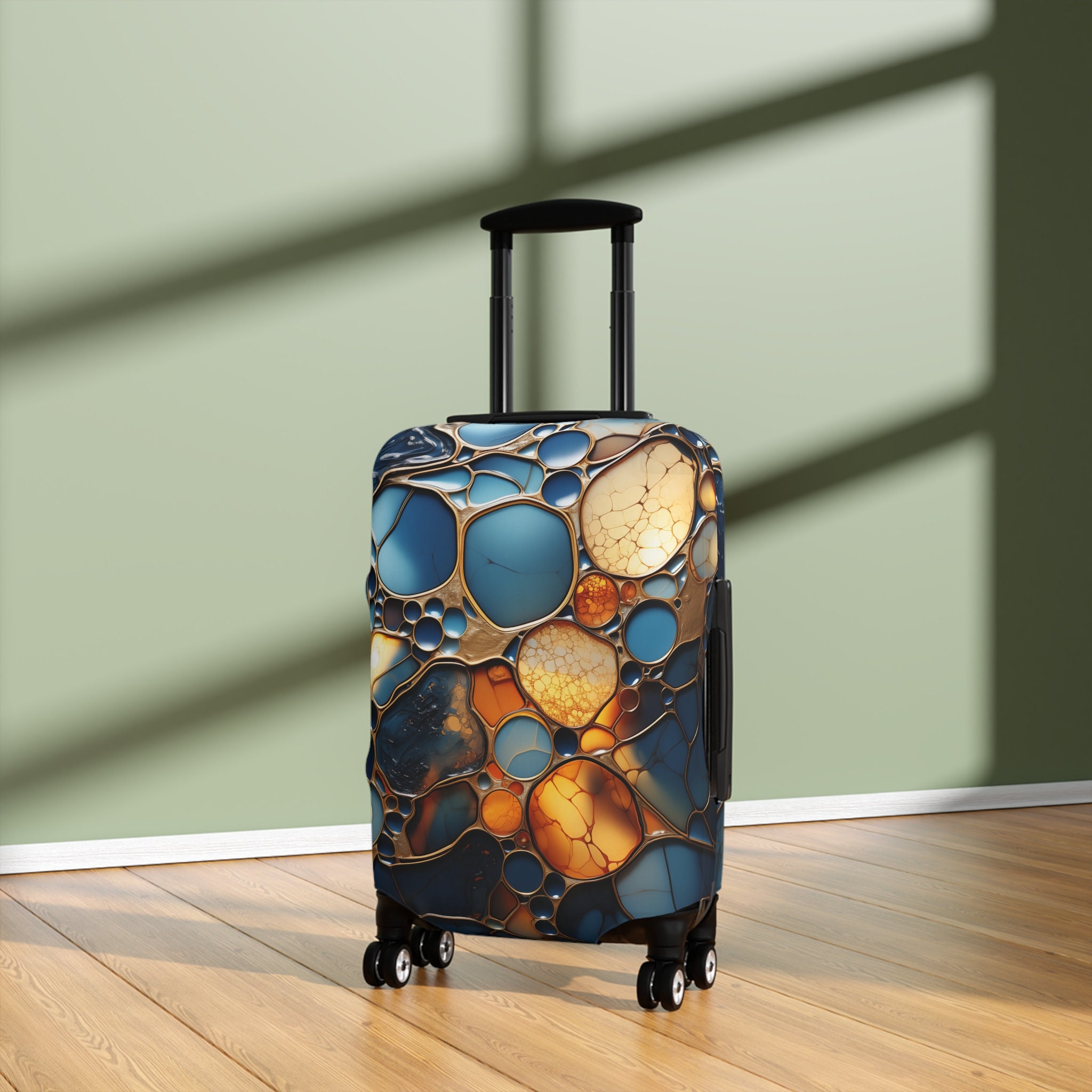 Blue and Gold artistic custom designed Luggage Cover