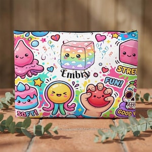 Kawaii-Squishy-Accessoire-Etui | Personalisierte Kosmetiktasche mit Namen | Federmäppchen für die Schule