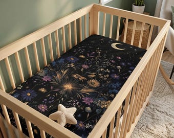 Lenzuolo con angoli per culla con stampa floreale "Cielo notturno"