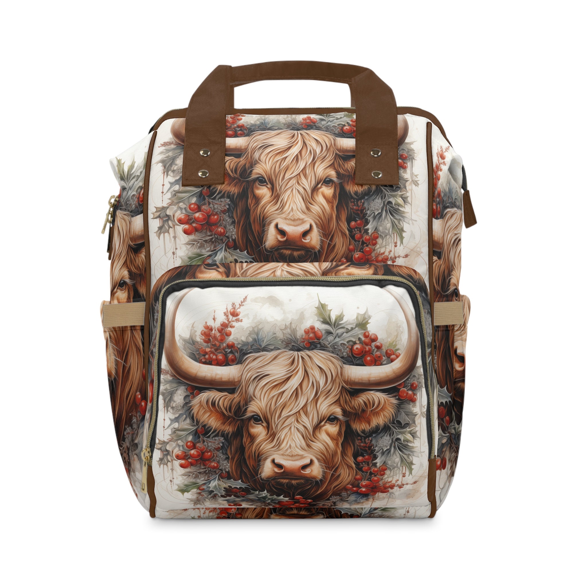 Cow Backback Highland Cow Print Backpack, Nylon Travel Diaper Bag - Etsy