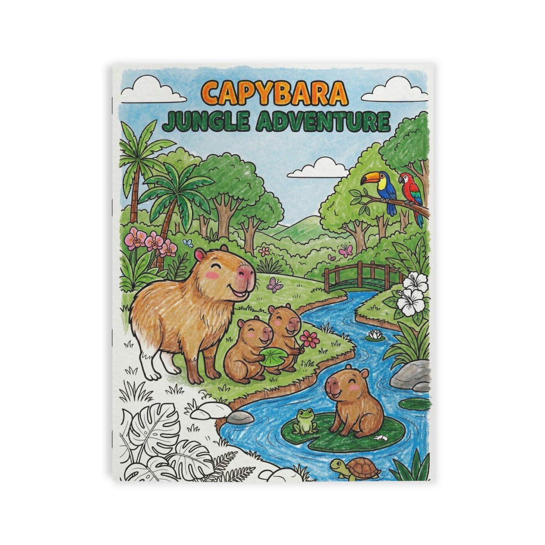 Capybara Jungle Adventure Coloring Book Kids Animal Activity - Etsy