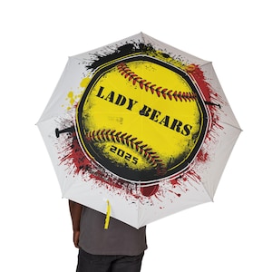 Personalized Semi-Automatic Foldable Umbrella with Softball Design, Perfect Gift for Athletes, Game Day, Rainy Day, Sports Fans, Team Spirit