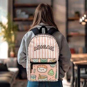 Kawaii Sushi Backpack, Japanese Lover Gift, School Bag, Travel Backpack, Cute Anime Bag, Kids Backpack, Unique Gift
