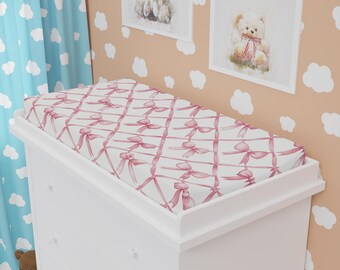 Pink Ribbons And Bows Baby Changing Pad Cover