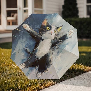 Umbrella, Cute Funny Kitty Foldable Rainy Day Accessory, Cat Lover Gift, Compact Portable Sun Protection, Novelty Animal Print Parasol