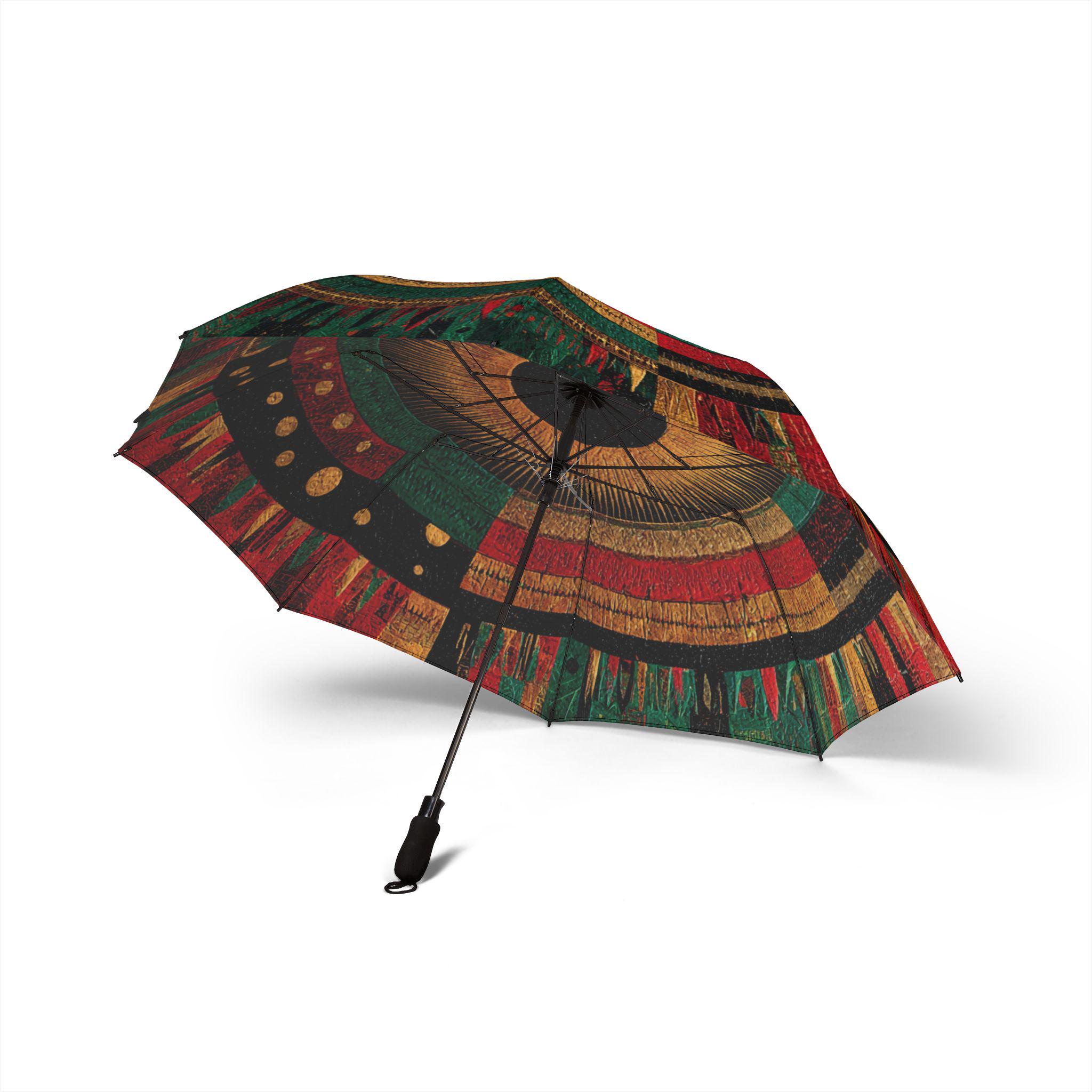 African Art Foldable Umbrella, Juneteenth Celebration Red