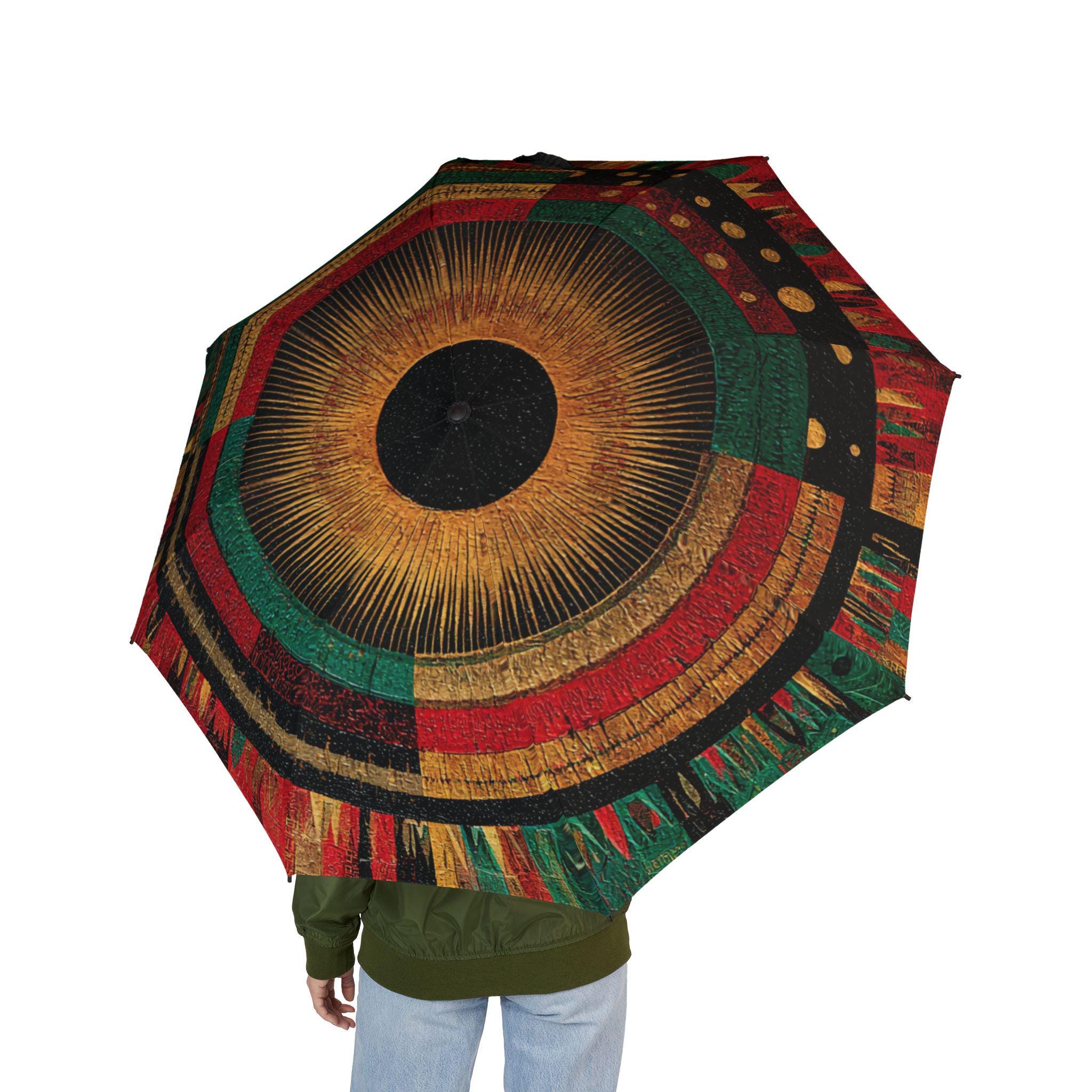 African Art Foldable Umbrella, Juneteenth Celebration Red