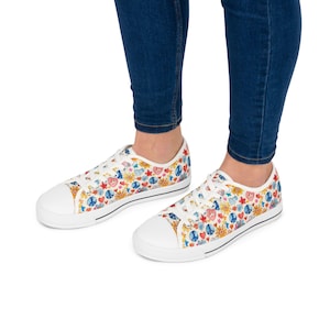 Bright fun Women&#39;s Sneakers, Peace Sign & Daisy Design, Hearts, Cute Floral Shoes, Flower Pattern Footwear, Trainers, Cool Women&#39;s Shoes