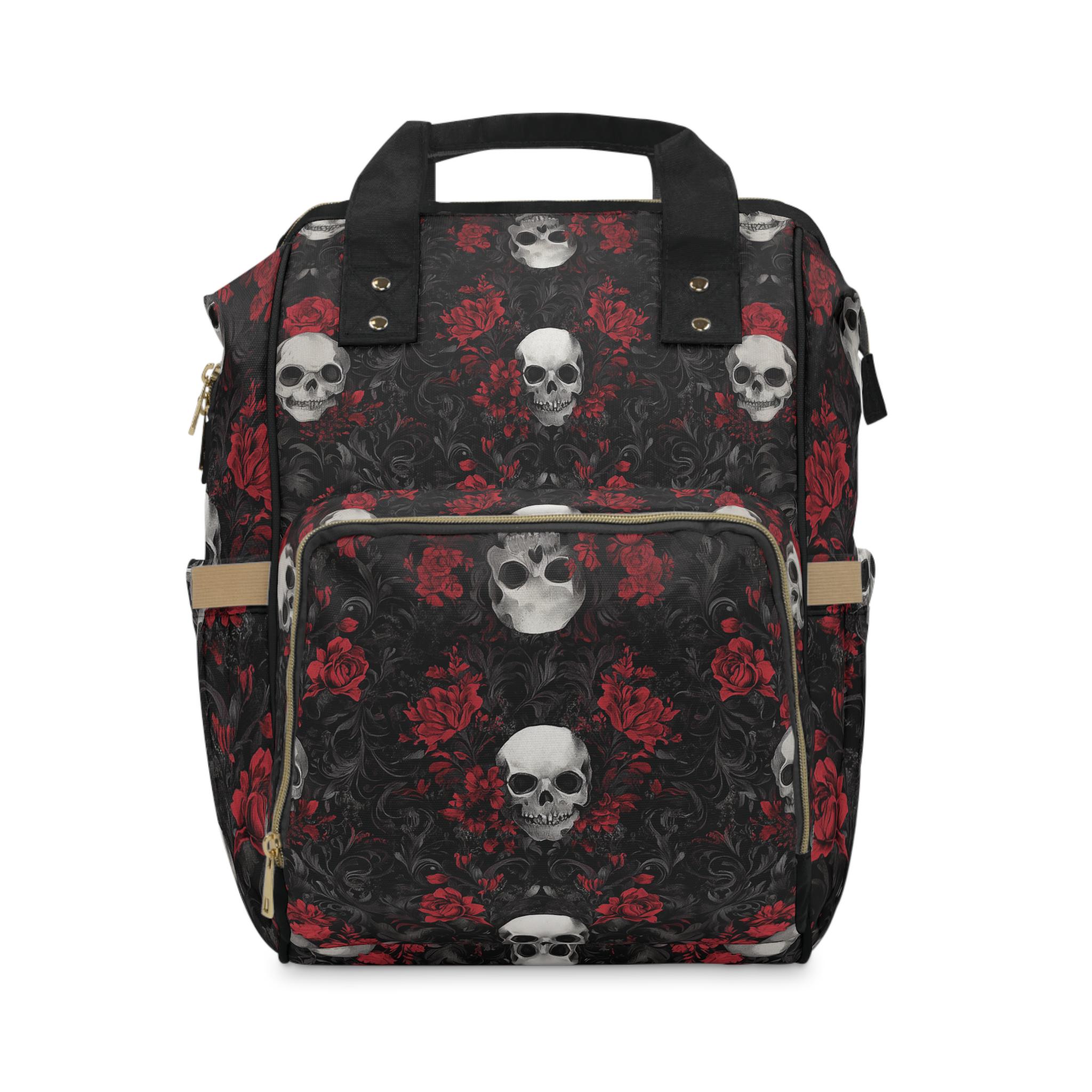 Black Studded Backpack w/Skull & Red Rose Black Studded Backpack w/Skull & Red Rose New | Mercari main image 2