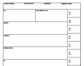 ICU Nurse Report Sheet