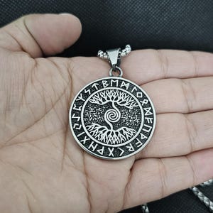 Viking Tree of Life pendant, silver-colored Norse jewelry, protective amulet, Nordic symbol. Viking gift.