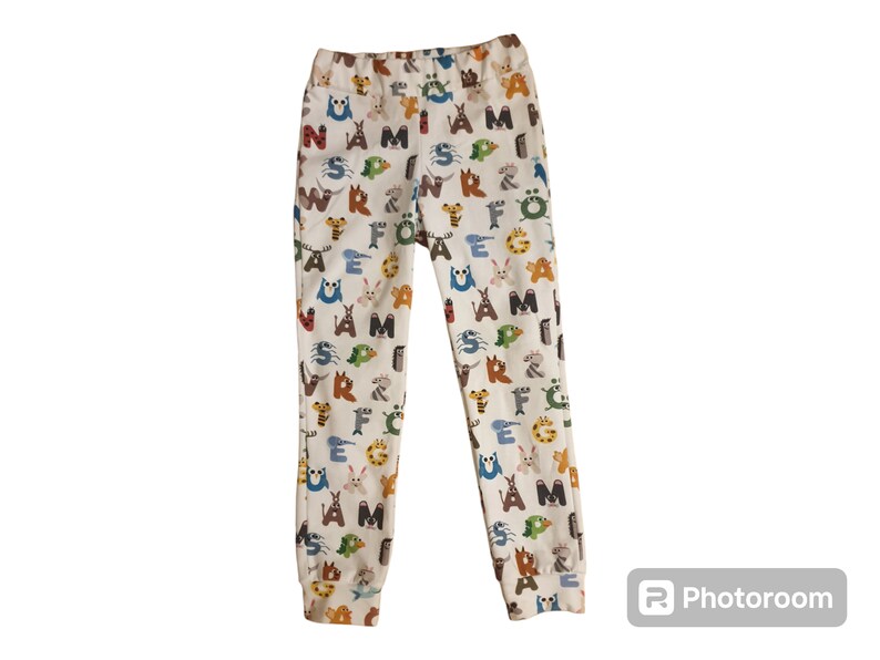 Children's Oeko-tex fabric Alphabet animal print pants, kids pants zdjęcie 1