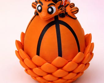 Basketball Dragon with Matching Egg Articulated 3D Printed Dragon Desk Decor