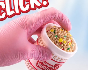 Noodle Cup Fidget Clicker Toy: 3D Printed Ramen Desk Accessory (PLA)