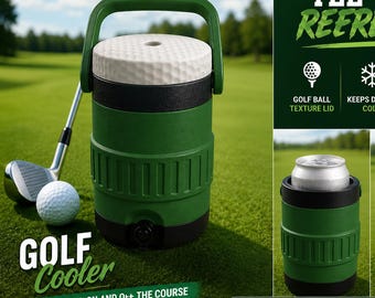 Golf Can Cooler with Golf Ball Lid, 12oz Hidden Holder, 3D Printed Golfer Gift