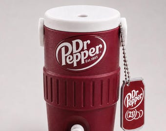 Retro Cherry Soda Can Cooler with Matching Tab Opener Keychain | Fits Standard 12oz Cans | Soda Lover Gift