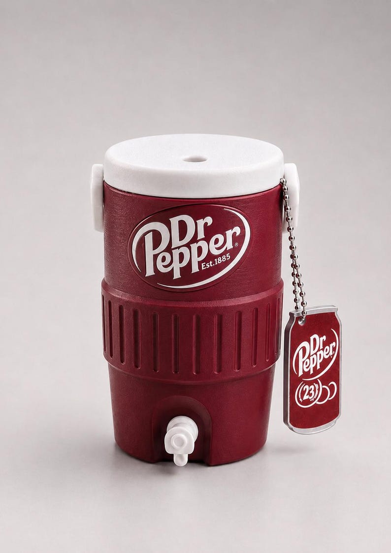 Retro Cherry Soda Can Cooler with Matching Tab Opener Keychain | Fits Standard 12oz Cans | Soda Lover Gift image 1