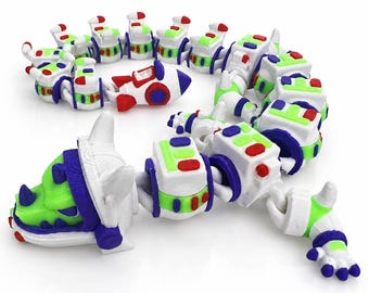 Glow in Dark Articulated Dragon Toy | 3D Printed Space Ranger Inspired Flexi Dragon