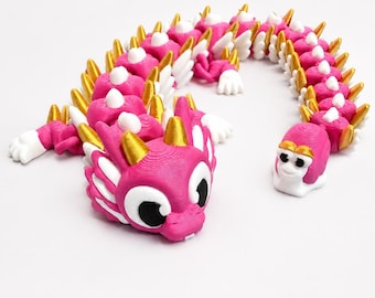 Articulated Axolotl Dragon Toy | Flexible 3D Printed Fidget Creature