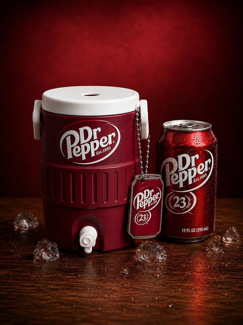 Retro Cherry Soda Can Cooler with Matching Tab Opener Keychain | Fits Standard 12oz Cans | Soda Lover Gift image 2