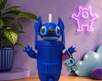 Blue Alien Hidden Can Cooler with Soda Tab Opener Keychain | 12oz Beer & Soda Can Holder | 3D Printed Drink Sleeve