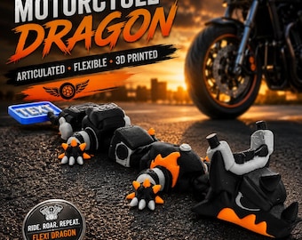 Motorcycle Dragon | Custom License Plate Dragon | Articulated Flexi Dragon | Biker Gift | Motorcycle Lover Gift | 3D Printed Dragon