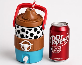 Cowboy Hidden Can Cooler with Straw Lid | 12 oz Western Drink Holder (3D Printed)