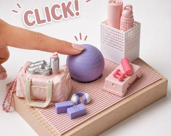 Fitness Clicker Bundle | Mini Gym Fidget Toys | Workout & Exercise Clickers | Gym Lover Gift | 3D Printed Desk Fidget Set