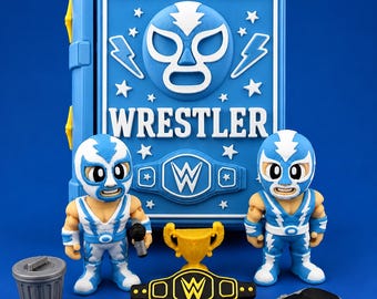 3D Printed Wrestler Playset Book with Articulated Figure and Accessories