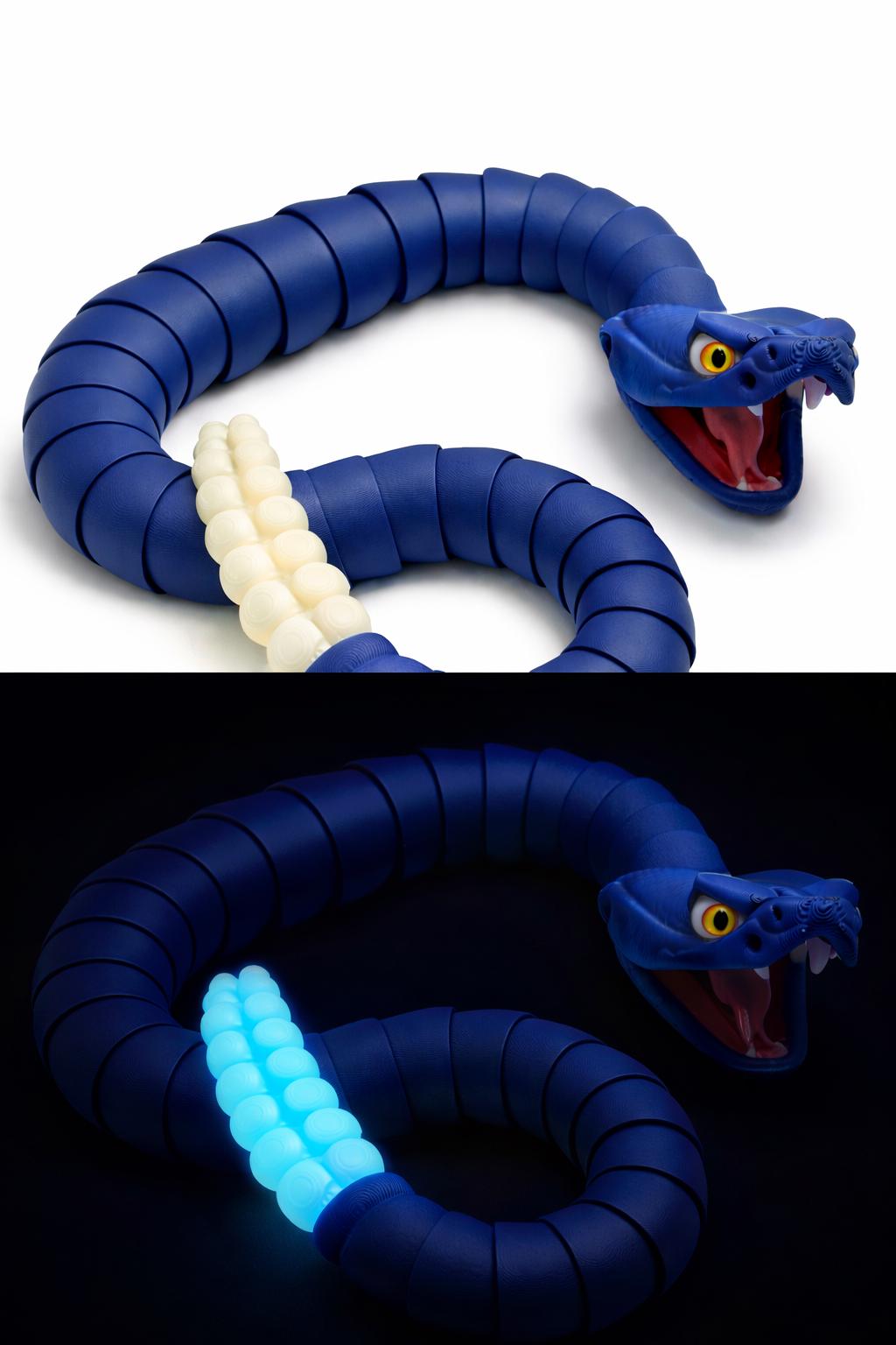 Articulated Snake Fidget Toy 3D Printed Rattlesnake Glow in the Dark ...