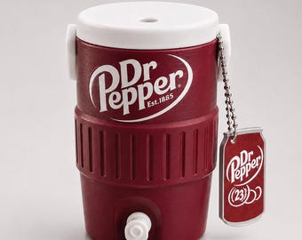 Retro Cherry Soda Can Cooler with Matching Tab Opener Keychain | Fits Standard 12oz Cans | Soda Lover Gift