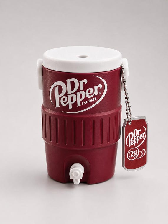 Retro Cherry Soda Can Cooler with Matching Tab Opener Keychain | Fits Standard 12oz Cans | Soda Lover Gift
