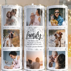 Photo Tumbler Cup Customizable Family Pictures 20 oz reusable straw and lid coffee mug beer cup gift Christmas tumbler mug photos