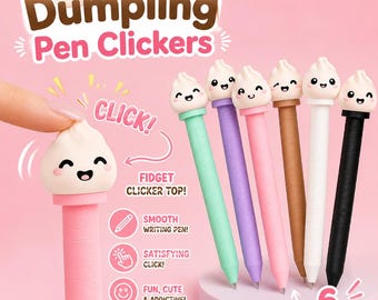 3D Printed Dumpling Pen Clicker | Fidget Toy, Kawaii Gel Pen, Desk Supplies