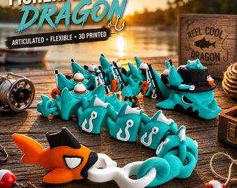 Articulated Fisherman Dragon Toy | Flexible 3D Printed Angler Desk Companion