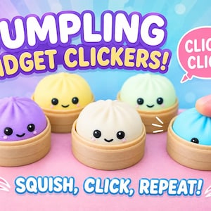 Kawaii Dumpling Fidget Clicker Keychain | Sensory Toy, Stress Relief, Desk Accessory