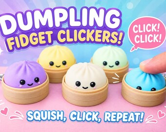 Kawaii Dumpling Fidget Clicker Keychain | Cute Sensory Toy | Desk Fidget | Anxiety Relief | Dumpling Keychain | Gift for Kids & Adults