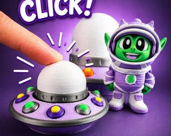 Alien UFO Fidget Clicker Toy Set Keychain 3D Printed Cute Alien Toy Space Theme Sensory Clicker Desk Toy Gift Kids Adults