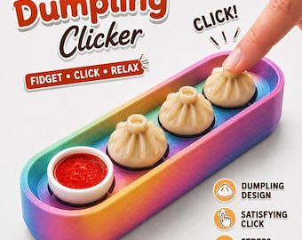 Dumpling Fidget Clicker Tray | 3D Printed Food Fidget Toy | Satisfying Clicker | Desk Toy | Stress Relief Fidget | Sensory Gift