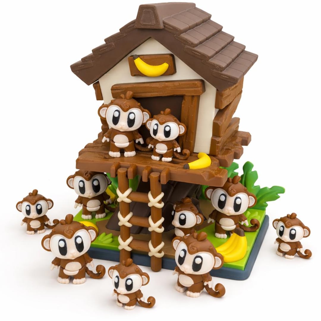 Articulated Monkey Treehouse Playset: 3D Printed Poseable Monkey ...