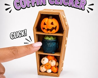 3D Printed Coffin Fidget Clicker Keychain | Spooky Halloween Mini Shelf Toy